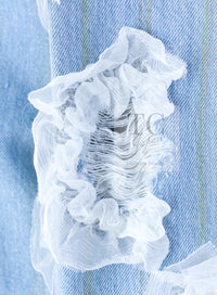 CHANEL 18S Light Blue Cotton Wash Denim Camellia Jacket Skirt Suit Set Up 36 38 シャネル ライト ブルー コットン デニム ウォッシュ カメリア ジャケット スカート スーツ セット アップ 即発