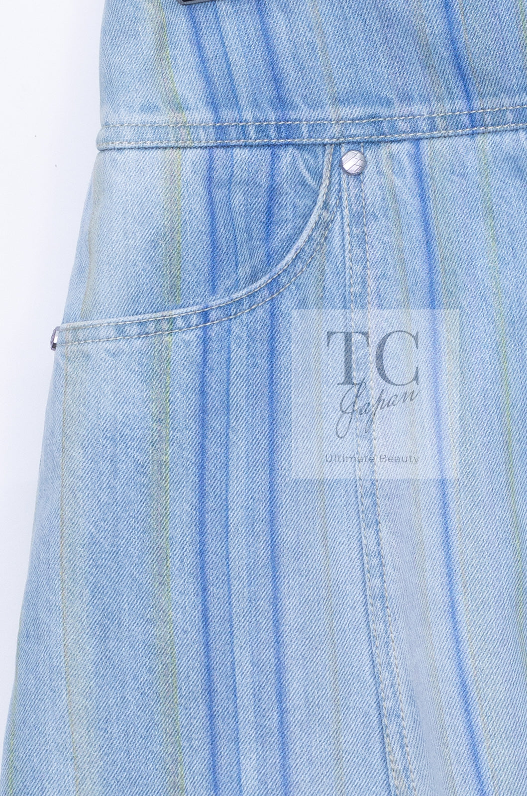 CHANEL 18S Light Blue Cotton Wash Denim Camellia Jacket Skirt Suit Set Up 36 38 シャネル ライト ブルー コットン デニム ウォッシュ カメリア ジャケット スカート スーツ セット アップ 即発