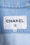 CHANEL 18S Light Blue Cotton Wash Denim Camellia Jacket Skirt Suit Set Up 36 38 シャネル ライト ブルー コットン デニム ウォッシュ カメリア ジャケット スカート スーツ セット アップ 即発