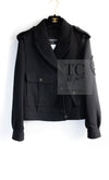 CHANEL 12A Black CC Logo Riders Blouson Coat Jacket 34 36 38 40 シャネル ブラック CC ロゴ ライダース ウール ブルゾン コート ジャケット 即発