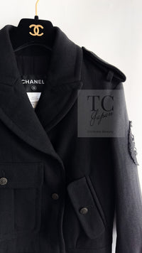 CHANEL 12A Black CC Logo Riders Blouson Coat Jacket 34 36 38 40 シャネル ブラック CC ロゴ ライダース ウール ブルゾン コート ジャケット 即発