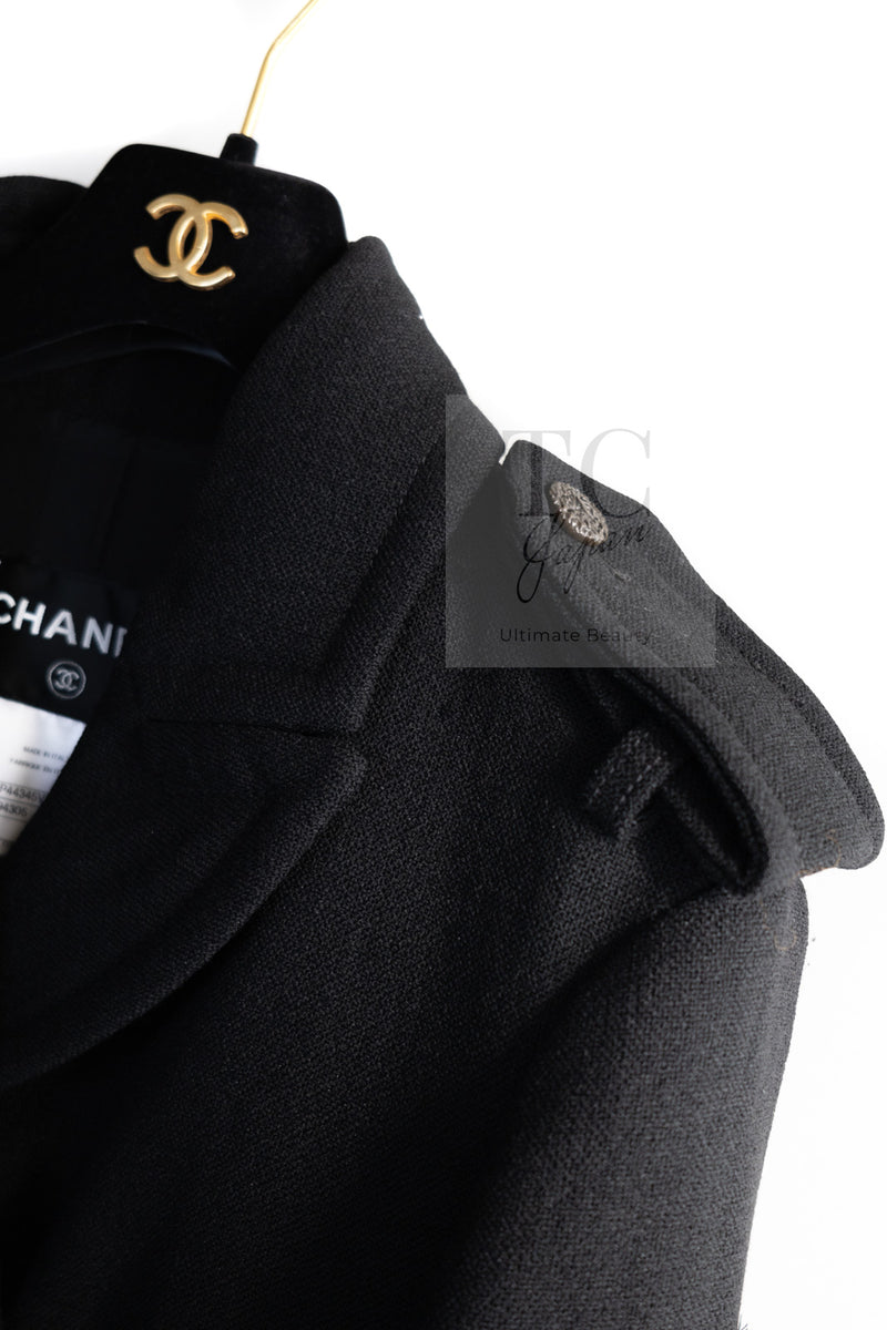 CHANEL 12A Black CC Logo Riders Blouson Coat Jacket 34 36 38 40 シャネル ブラック CC ロゴ ライダース ウール ブルゾン コート ジャケット 即発