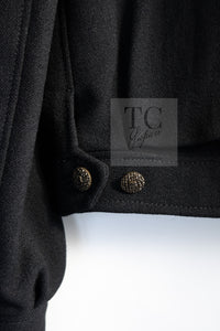 CHANEL 12A Black CC Logo Riders Blouson Coat Jacket 34 36 38 40 シャネル ブラック CC ロゴ ライダース ウール ブルゾン コート ジャケット 即発