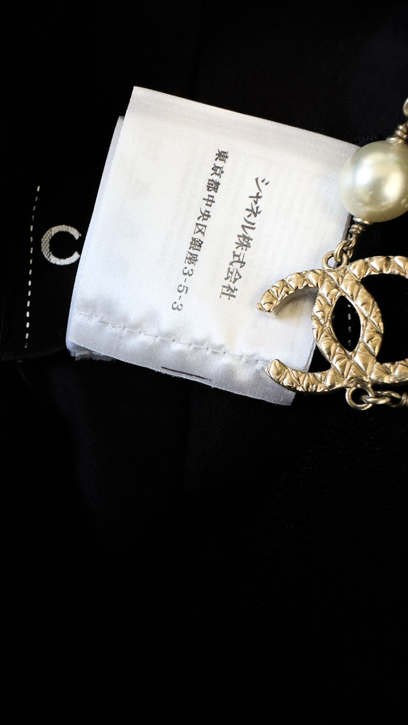 CHANEL 12A Black CC Logo Riders Blouson Coat Jacket 34 36 38 40 シャネル ブラック CC ロゴ ライダース ウール ブルゾン コート ジャケット 即発