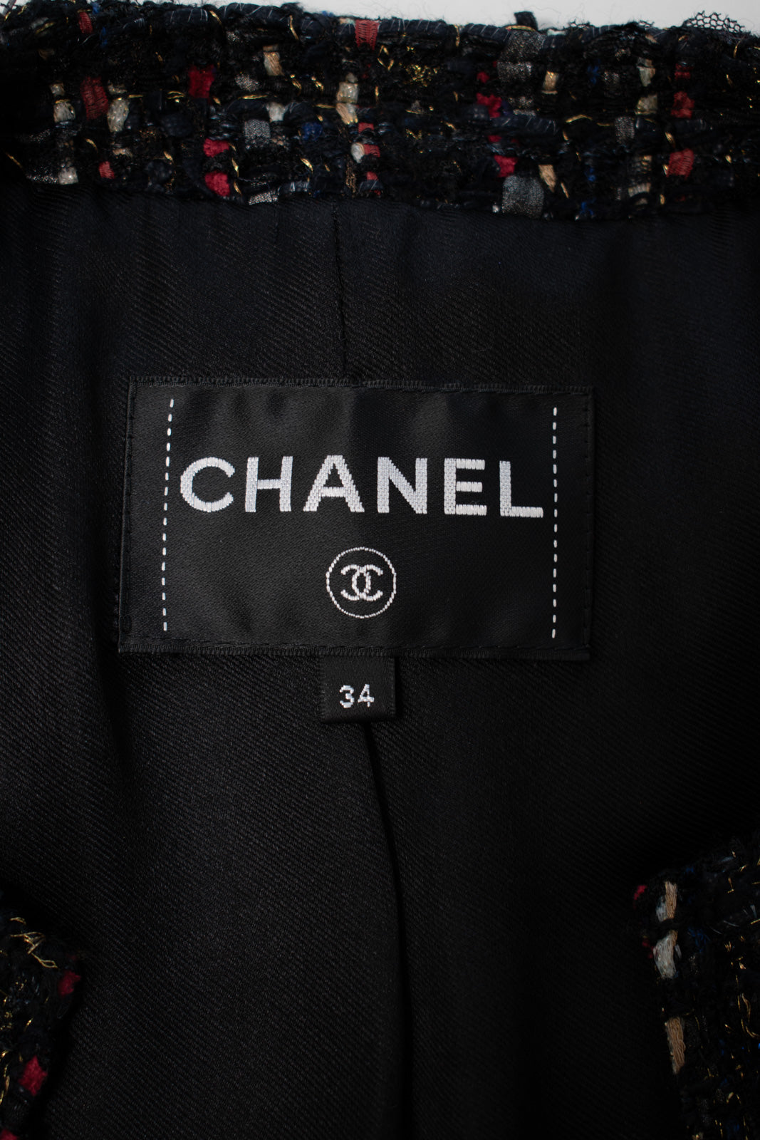 CHANEL 17PF Black Red Blue Mix Fantasy Tweed Jacket 34 ブラック レッド ブルー ミックス ファンタジー ツイード ジャケット 即発