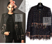 CHANEL 17PF Black Red Blue Mix Fantasy Tweed Jacket 34 ブラック レッド ブルー ミックス ファンタジー ツイード ジャケット 即発