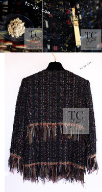 CHANEL 17PF Black Red Blue Mix Fantasy Tweed Jacket 34 ブラック レッド ブルー ミックス ファンタジー ツイード ジャケット 即発