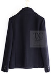 CHANEL 16B Dark Navy Bow Accents Wool Tweed Jacket 40 シャネル ダーク ネイビー リボン装飾 ウール ツイード ジャケット 即発