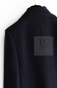 CHANEL 16B Dark Navy Bow Accents Wool Tweed Jacket 40 シャネル ダーク ネイビー リボン装飾 ウール ツイード ジャケット 即発