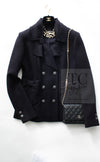 CHANEL 16B Dark Navy Bow Accents Wool Tweed Jacket 40 シャネル ダーク ネイビー リボン装飾 ウール ツイード ジャケット 即発