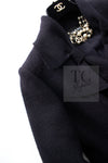 CHANEL 16B Dark Navy Bow Accents Wool Tweed Jacket 40 シャネル ダーク ネイビー リボン装飾 ウール ツイード ジャケット 即発