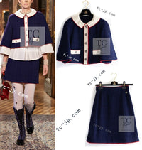 CHANEL 15PF Navy Ivory Red Wool Jacket Skirt Suit 34 36 38 シャネル ネイビー アイボリー レッド ウール ジャケット スカート スーツ 即発