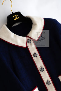 CHANEL 15PF Navy Ivory Red Wool Jacket Skirt Suit 34 36 38 シャネル ネイビー アイボリー レッド ウール ジャケット スカート スーツ 即発