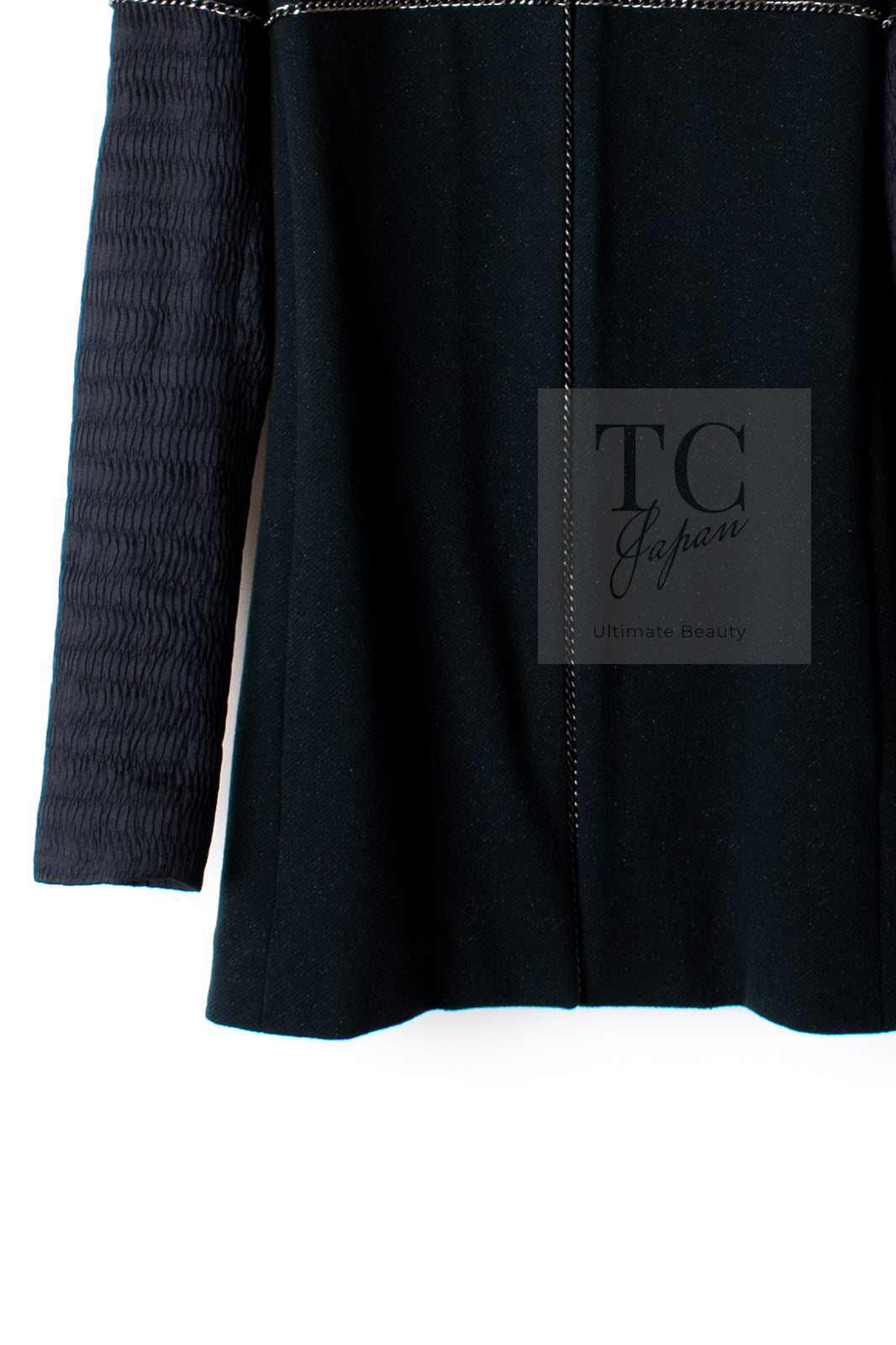 CHANEL Black Chain Trim Cotton Jacket 38 シャネル ブラック チェーン トリミング コットン ジャケット 即発