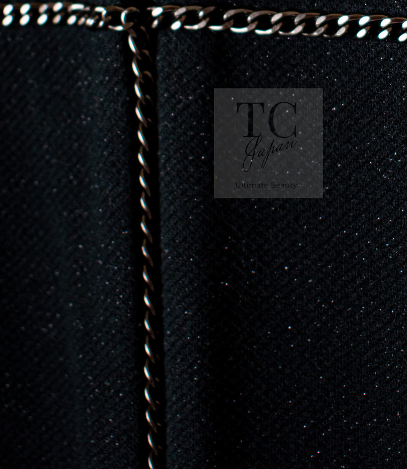CHANEL Black Chain Trim Cotton Jacket 38 シャネル ブラック チェーン トリミング コットン ジャケット 即発