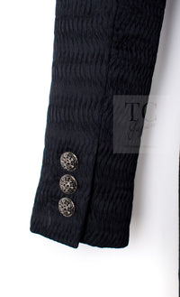 CHANEL Black Chain Trim Cotton Jacket 38 シャネル ブラック チェーン トリミング コットン ジャケット 即発