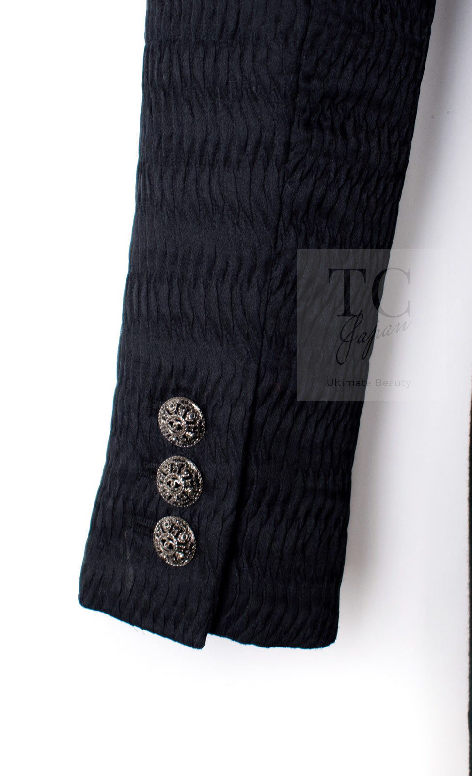 CHANEL Black Chain Trim Cotton Jacket 38 シャネル ブラック チェーン トリミング コットン ジャケット 即発