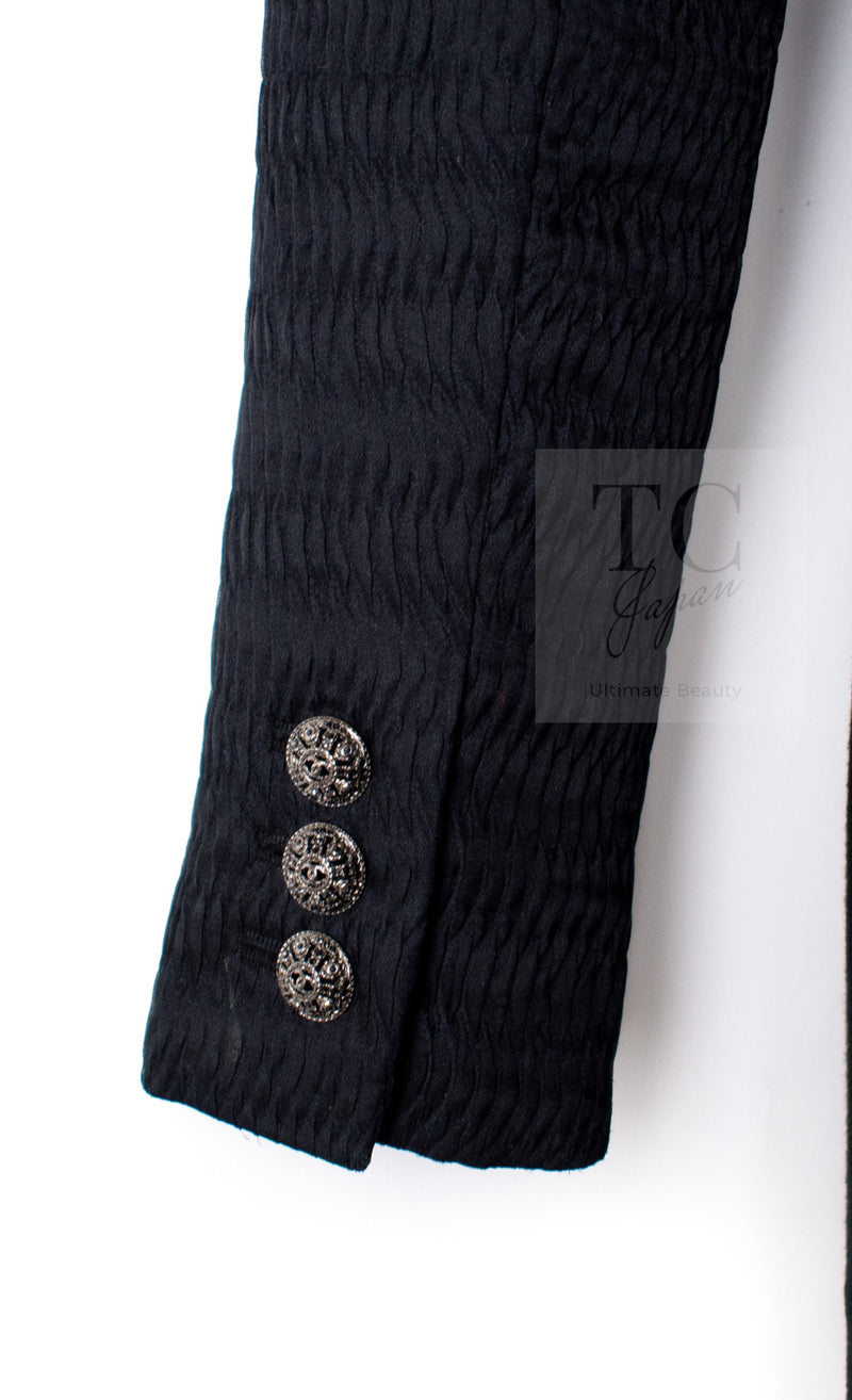 CHANEL Black Chain Trim Cotton Jacket 38 シャネル ブラック チェーン トリミング コットン ジャケット 即発