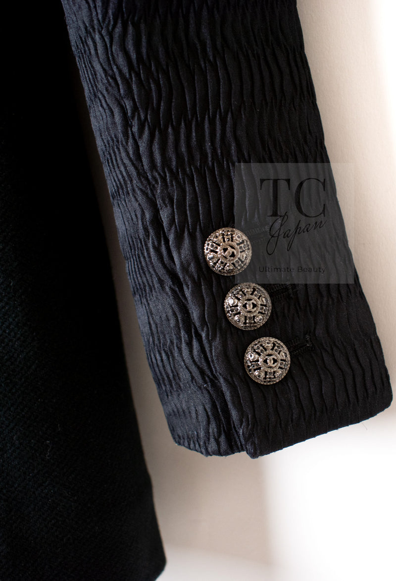 CHANEL Black Chain Trim Cotton Jacket 38 シャネル ブラック チェーン トリミング コットン ジャケット 即発