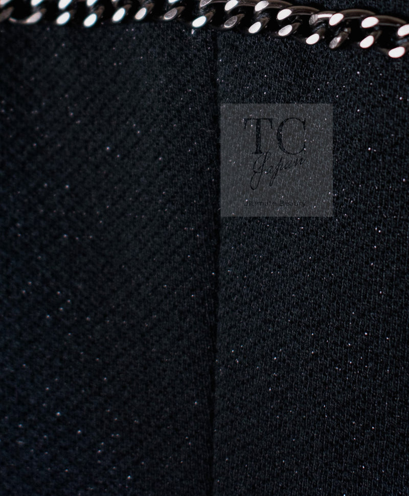 CHANEL Black Chain Trim Cotton Jacket 38 シャネル ブラック チェーン トリミング コットン ジャケット 即発