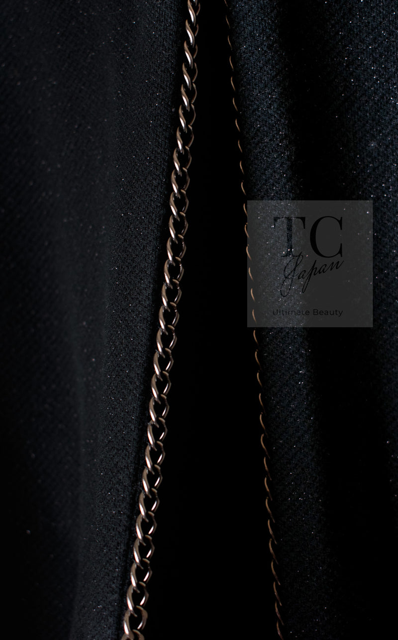 CHANEL Black Chain Trim Cotton Jacket 38 シャネル ブラック チェーン トリミング コットン ジャケット 即発
