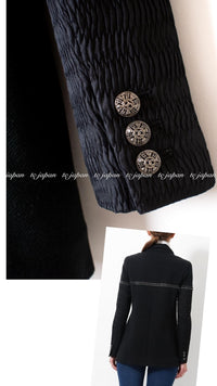 CHANEL Black Chain Trim Cotton Jacket 38 シャネル ブラック チェーン トリミング コットン ジャケット 即発
