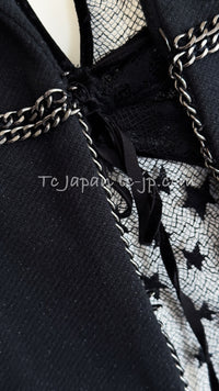 CHANEL Black Chain Trim Cotton Jacket 38 シャネル ブラック チェーン トリミング コットン ジャケット 即発