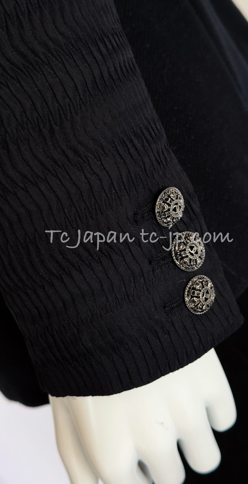 CHANEL Black Chain Trim Cotton Jacket 38 シャネル ブラック チェーン トリミング コットン ジャケット 即発