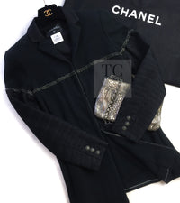 CHANEL Black Chain Trim Cotton Jacket 38 シャネル ブラック チェーン トリミング コットン ジャケット 即発
