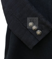 CHANEL Black Chain Trim Cotton Jacket 38 シャネル ブラック チェーン トリミング コットン ジャケット 即発