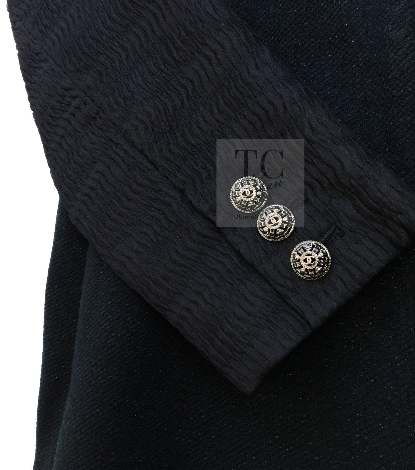 CHANEL Black Chain Trim Cotton Jacket 38 シャネル ブラック チェーン トリミング コットン ジャケット 即発