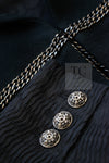 CHANEL Black Chain Trim Cotton Jacket 38 シャネル ブラック チェーン トリミング コットン ジャケット 即発