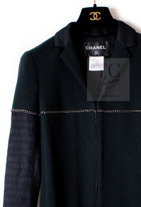 CHANEL Black Chain Trim Cotton Jacket 38 シャネル ブラック チェーン トリミング コットン ジャケット 即発