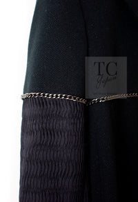 CHANEL Black Chain Trim Cotton Jacket 38 シャネル ブラック チェーン トリミング コットン ジャケット 即発