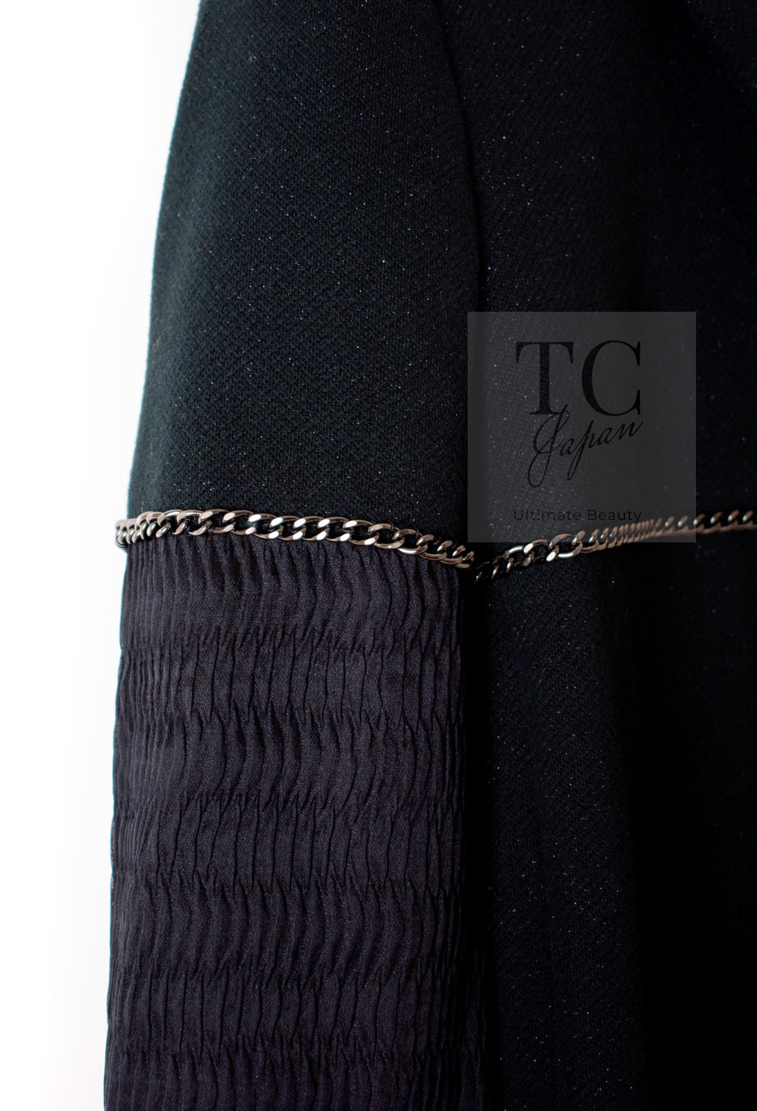 CHANEL Black Chain Trim Cotton Jacket 38 シャネル ブラック チェーン トリミング コットン ジャケット 即発