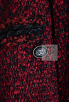 CHANEL 11A Red Black Zipper Collarless Braid Trim Tweed Jacket 38 シャネル レッド ブラック ジッパー ノーカラー ブレード トリム ツイード ジャケット 即発