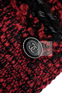 CHANEL 11A Red Black Zipper Collarless Braid Trim Tweed Jacket 38 シャネル レッド ブラック ジッパー ノーカラー ブレード トリム ツイード ジャケット 即発