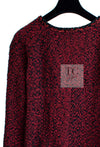 CHANEL 11A Red Black Zipper Collarless Braid Trim Tweed Jacket 38 シャネル レッド ブラック ジッパー ノーカラー ブレード トリム ツイード ジャケット 即発