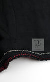 CHANEL 11A Red Black Zipper Collarless Braid Trim Tweed Jacket 38 シャネル レッド ブラック ジッパー ノーカラー ブレード トリム ツイード ジャケット 即発