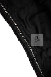 CHANEL 11A Red Black Zipper Collarless Braid Trim Tweed Jacket 38 シャネル レッド ブラック ジッパー ノーカラー ブレード トリム ツイード ジャケット 即発