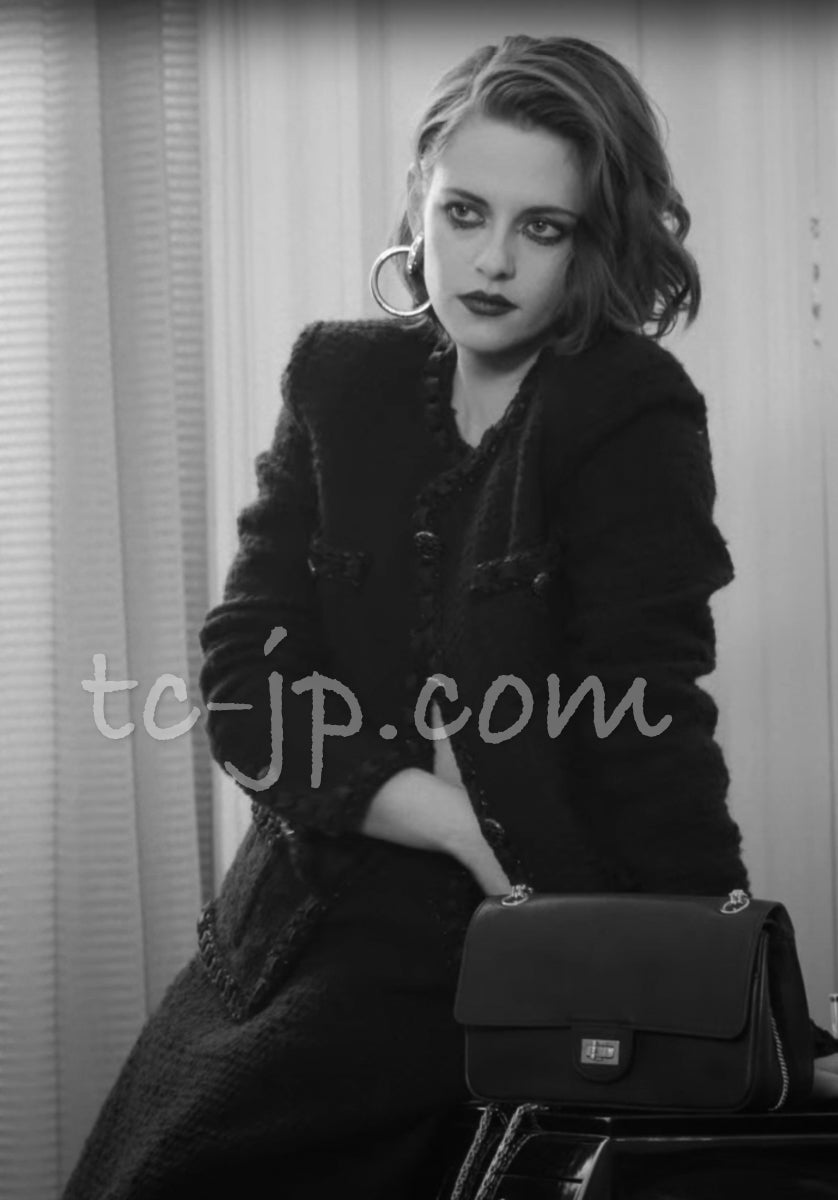 CHANEL 16PF Black Braid Trim Zipper Wool Tweed Jacket 36 20
