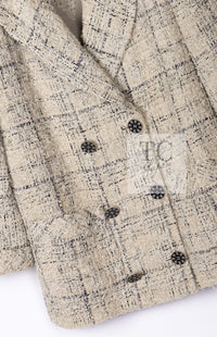 CHANEL 16C Beige Grey Cotton Tweed Double Jacket 44 46 シャネル ベージュ グレー コットン ツイード ダブル ジャケット 即発
