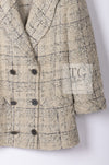 CHANEL 16C Beige Grey Cotton Tweed Double Jacket 44 46 シャネル ベージュ グレー コットン ツイード ダブル ジャケット 即発