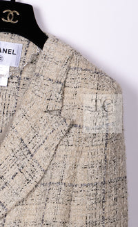 CHANEL 16C Beige Grey Cotton Tweed Double Jacket 44 46 シャネル ベージュ グレー コットン ツイード ダブル ジャケット 即発