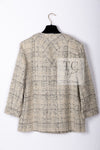 CHANEL 16C Beige Grey Cotton Tweed Double Jacket 44 46 シャネル ベージュ グレー コットン ツイード ダブル ジャケット 即発