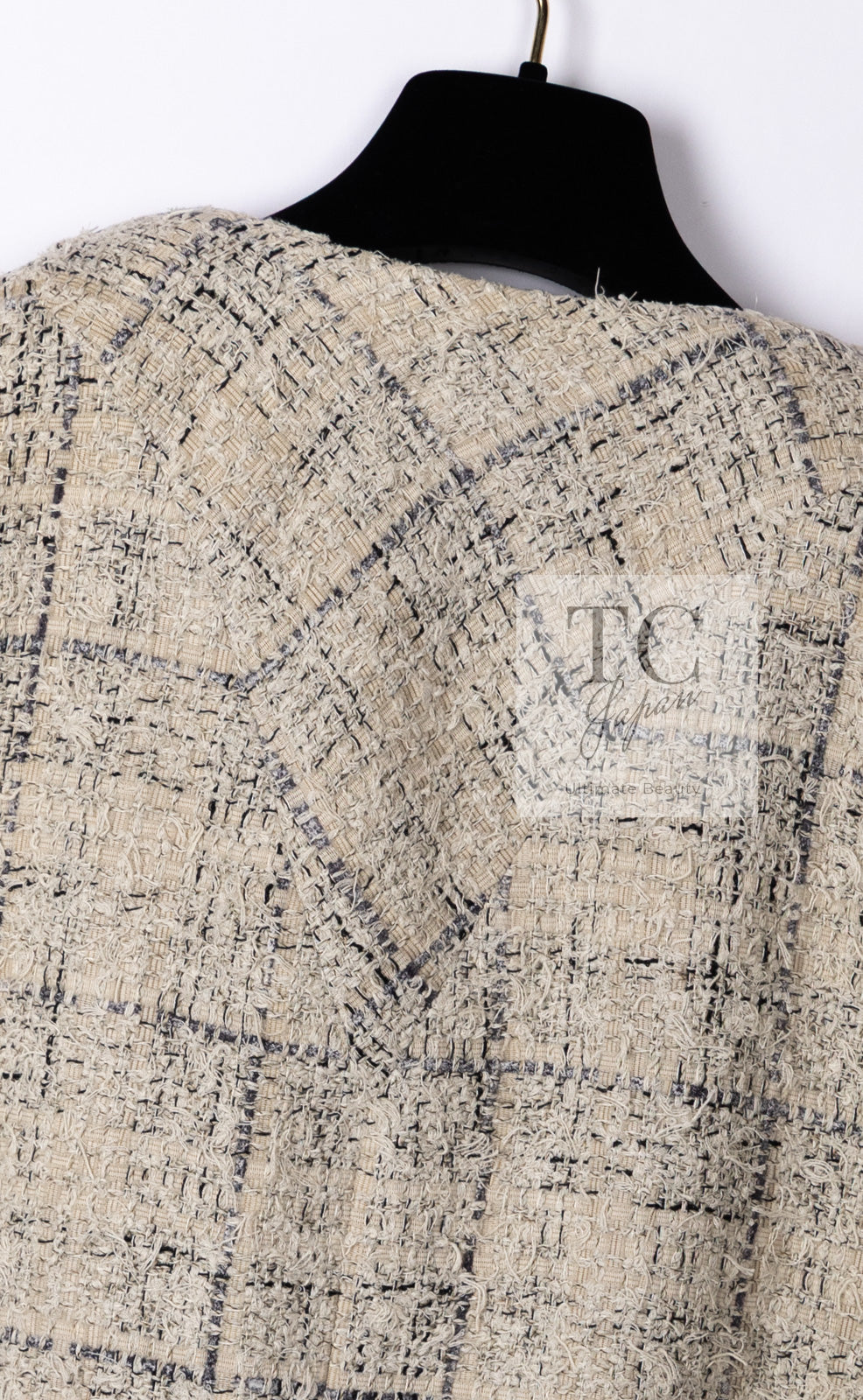 CHANEL 16C Beige Grey Cotton Tweed Double Jacket 44 46 シャネル ベージュ グレー コットン ツイード ダブル ジャケット 即発