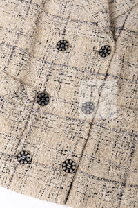 CHANEL 16C Beige Grey Cotton Tweed Double Jacket 44 46 シャネル ベージュ グレー コットン ツイード ダブル ジャケット 即発