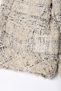 CHANEL 16C Beige Grey Cotton Tweed Double Jacket 44 46 シャネル ベージュ グレー コットン ツイード ダブル ジャケット 即発