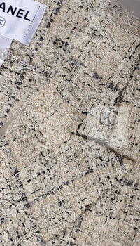 CHANEL 16C Beige Grey Cotton Tweed Double Jacket 44 46 シャネル ベージュ グレー コットン ツイード ダブル ジャケット 即発