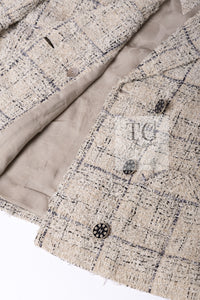 CHANEL 16C Beige Grey Cotton Tweed Double Jacket 44 46 シャネル ベージュ グレー コットン ツイード ダブル ジャケット 即発